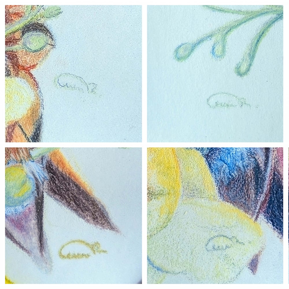 Signature details on all four Gemwing Rufous Hummingbird Desert Set originals