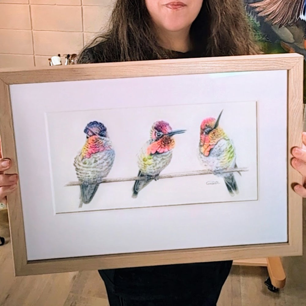 annas hummingbird artwork trio