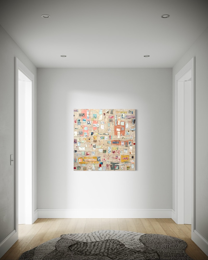 Seattle I — Mixed Media Collage on Canvas (30" × 30" × 1.5" / 76.2 × 76.2 × 3.8 cm)