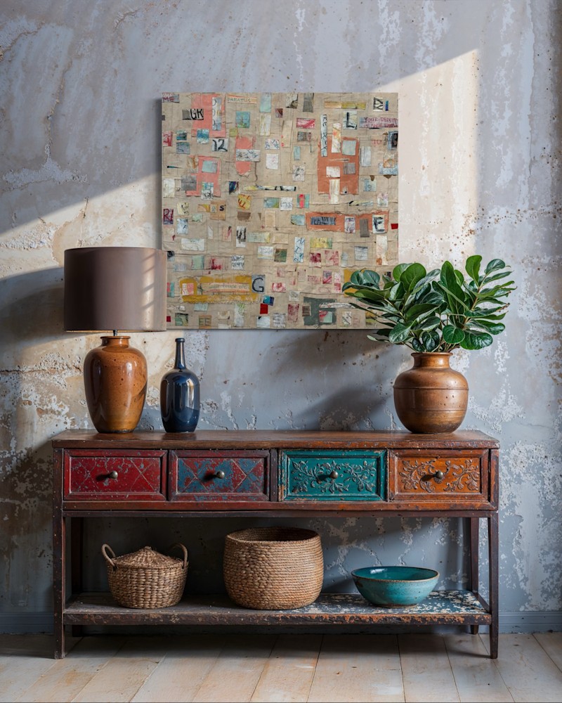 Seattle I — Mixed Media Collage on Canvas (30" × 30" × 1.5" / 76.2 × 76.2 × 3.8 cm)