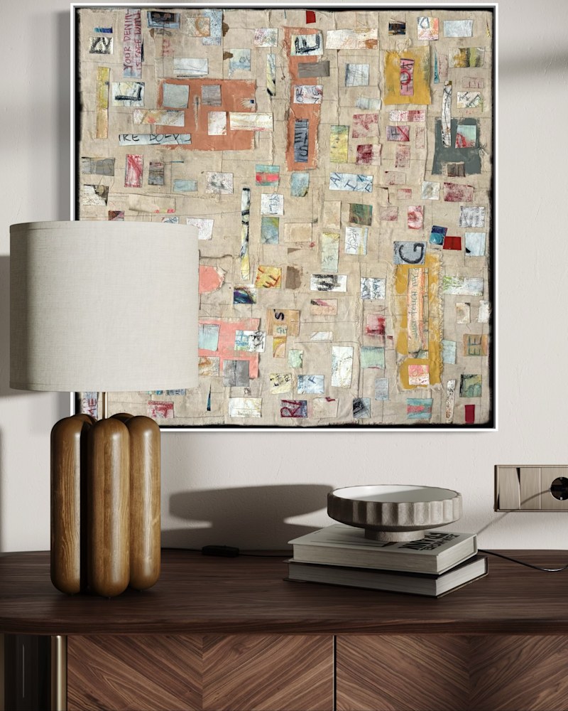 Seattle I — Mixed Media Collage on Canvas (30" × 30" × 1.5" / 76.2 × 76.2 × 3.8 cm)