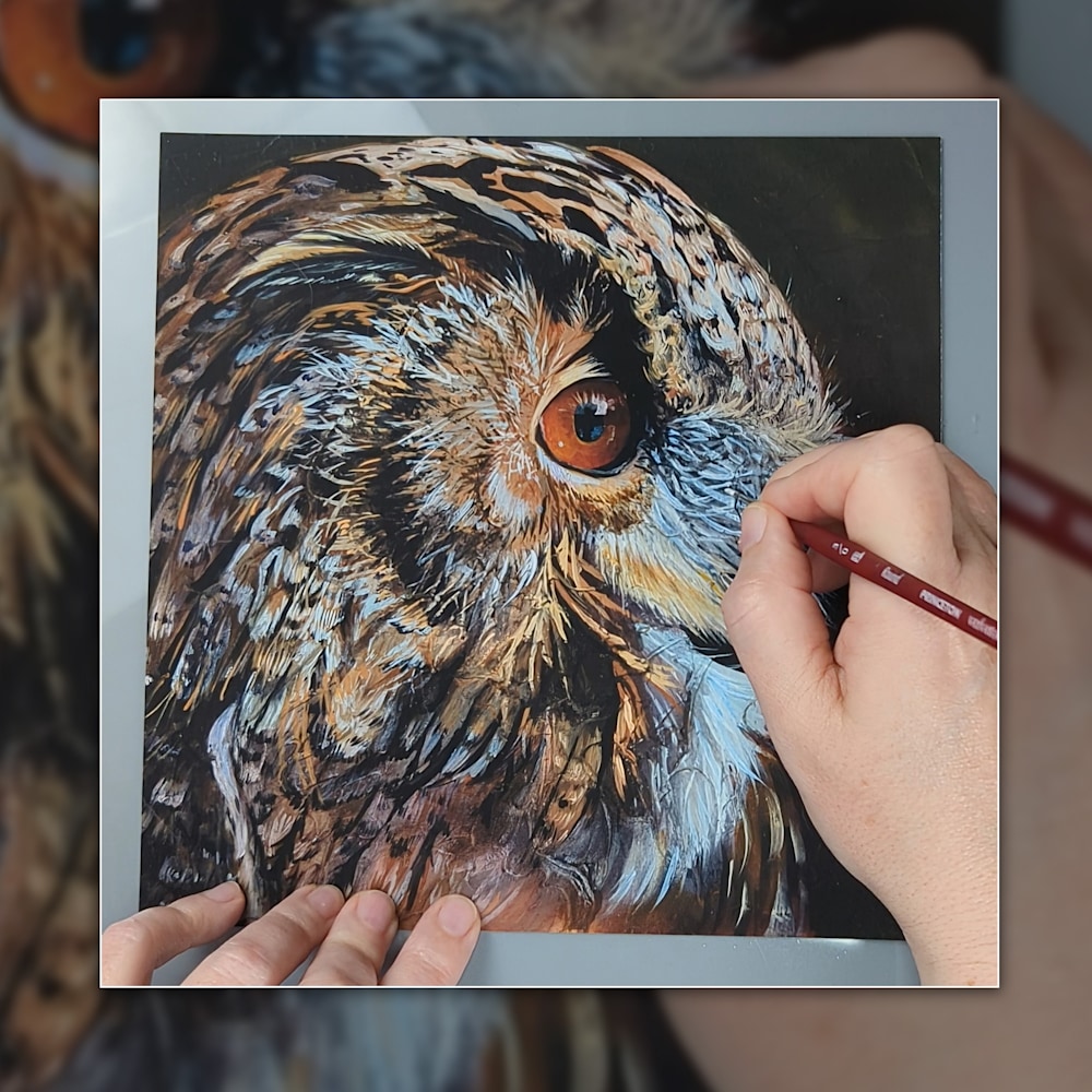 Eagle Owl Painting Detail – Reflected Intensity