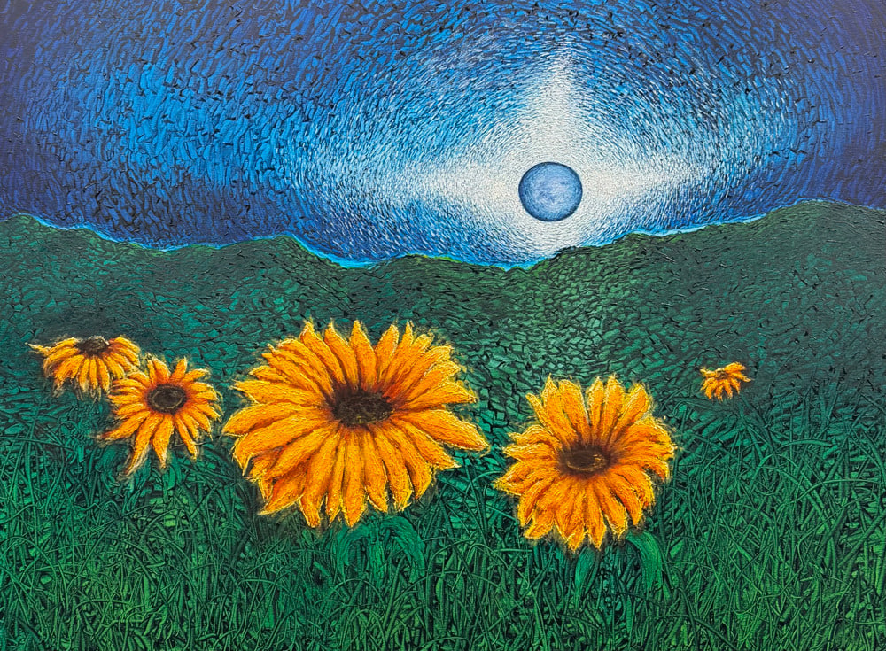 Moonrise Over Sunflowers II 48x36 $5265