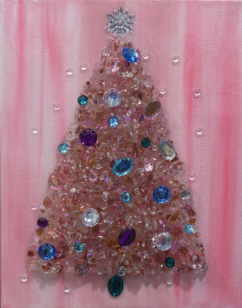 Rose Gold Bejeweled Tree 11x14 200 Christmas