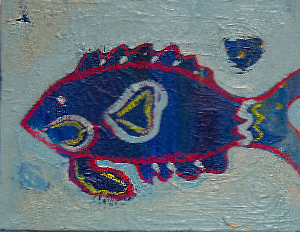 abstract fish painting  11x14