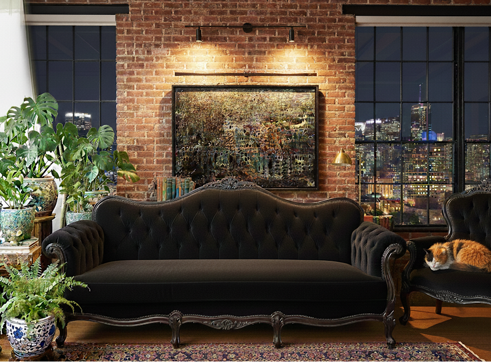 couch with painting EVE