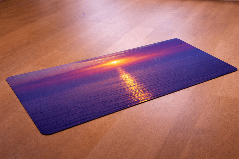 Sunset serenity on yoga mat