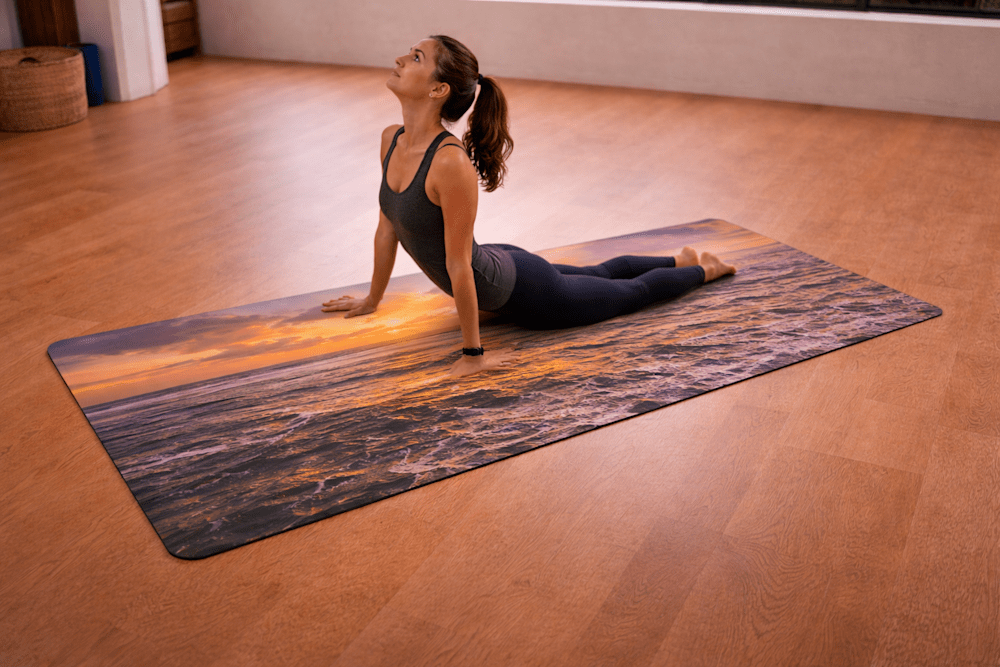 Yoga practice with sunset view