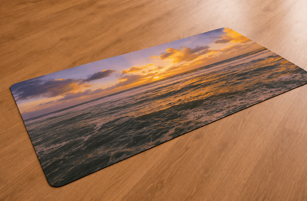 Seaside sunrise on yoga mat