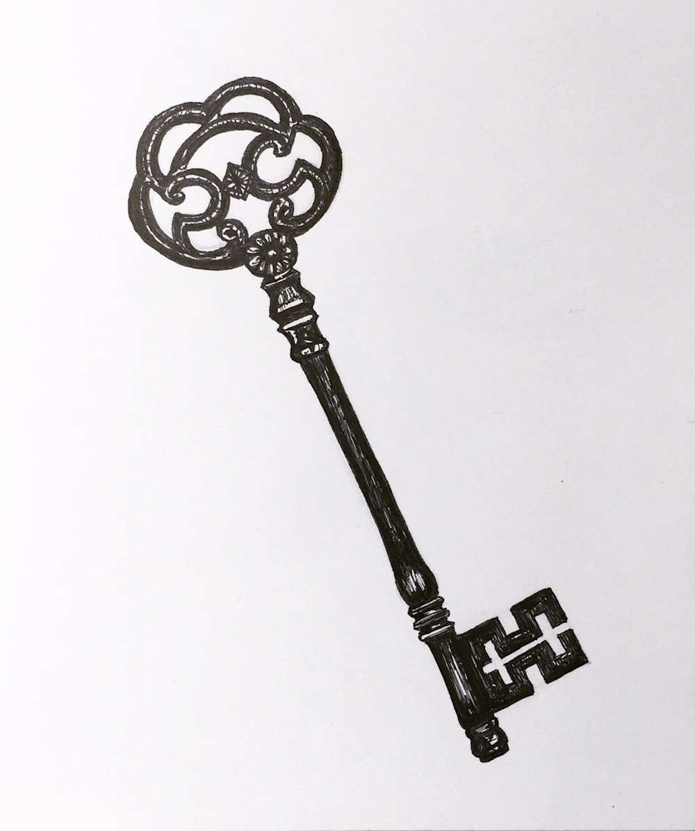 Antique Key Illustration by artist Becky MacPherson