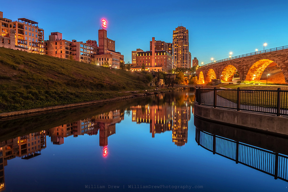 Minneapolis Mill Reflections - MPLS Skyline Art | William Drew Photography