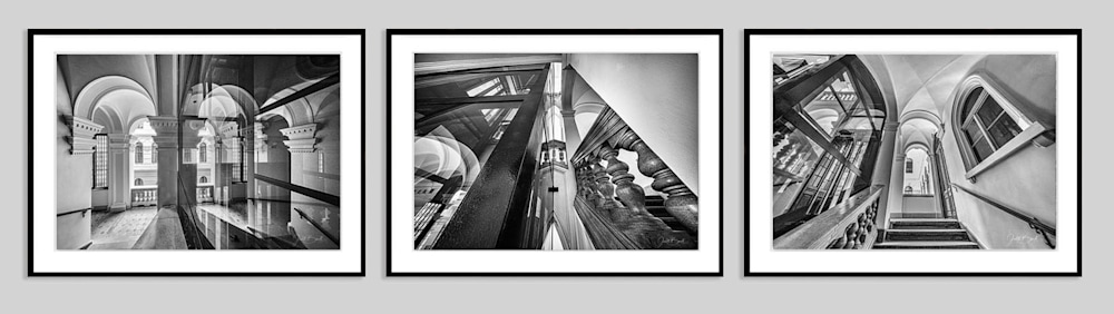 Andrassy St 45. staircase photos in B&W