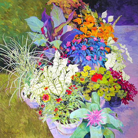 Flowers in the Garden - Oil painting by Judith Barath