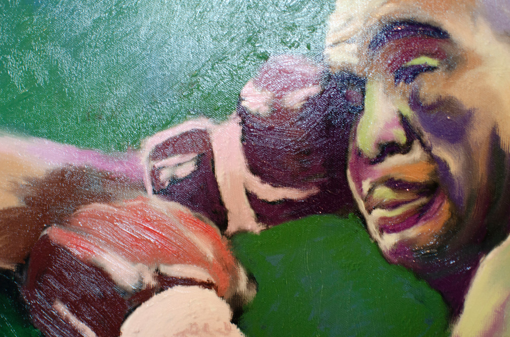 Close up of Muhammad Ali and Sony Liston painting