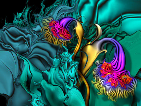 Digital painting titled Imaginary Flowers