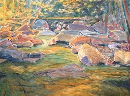 Stickneybrook Bridge, step one, oil on canvas by William H. Hays