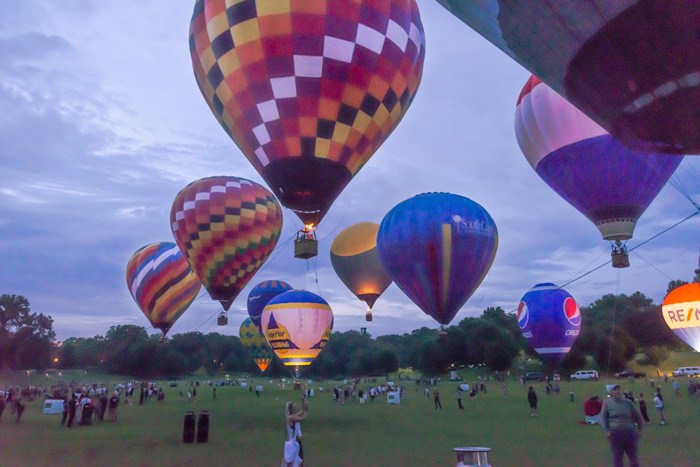 Hot-air balloons at Piedmont Park for the balloon glow 2019