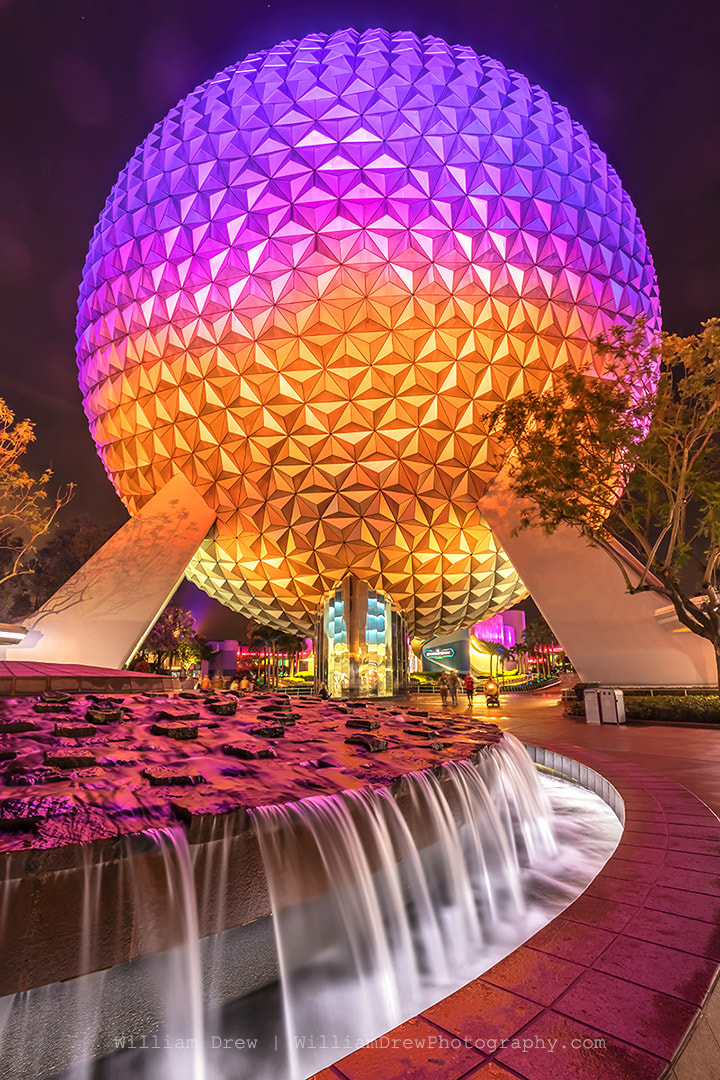Spaceship Earth at Night 6 - Epcot Art | William Drew Photography
