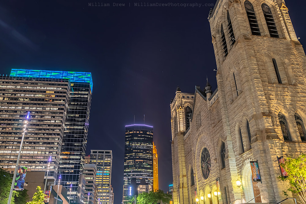 Skyline and Church - Minneapolis Skyline Canvas | William Drew Photography