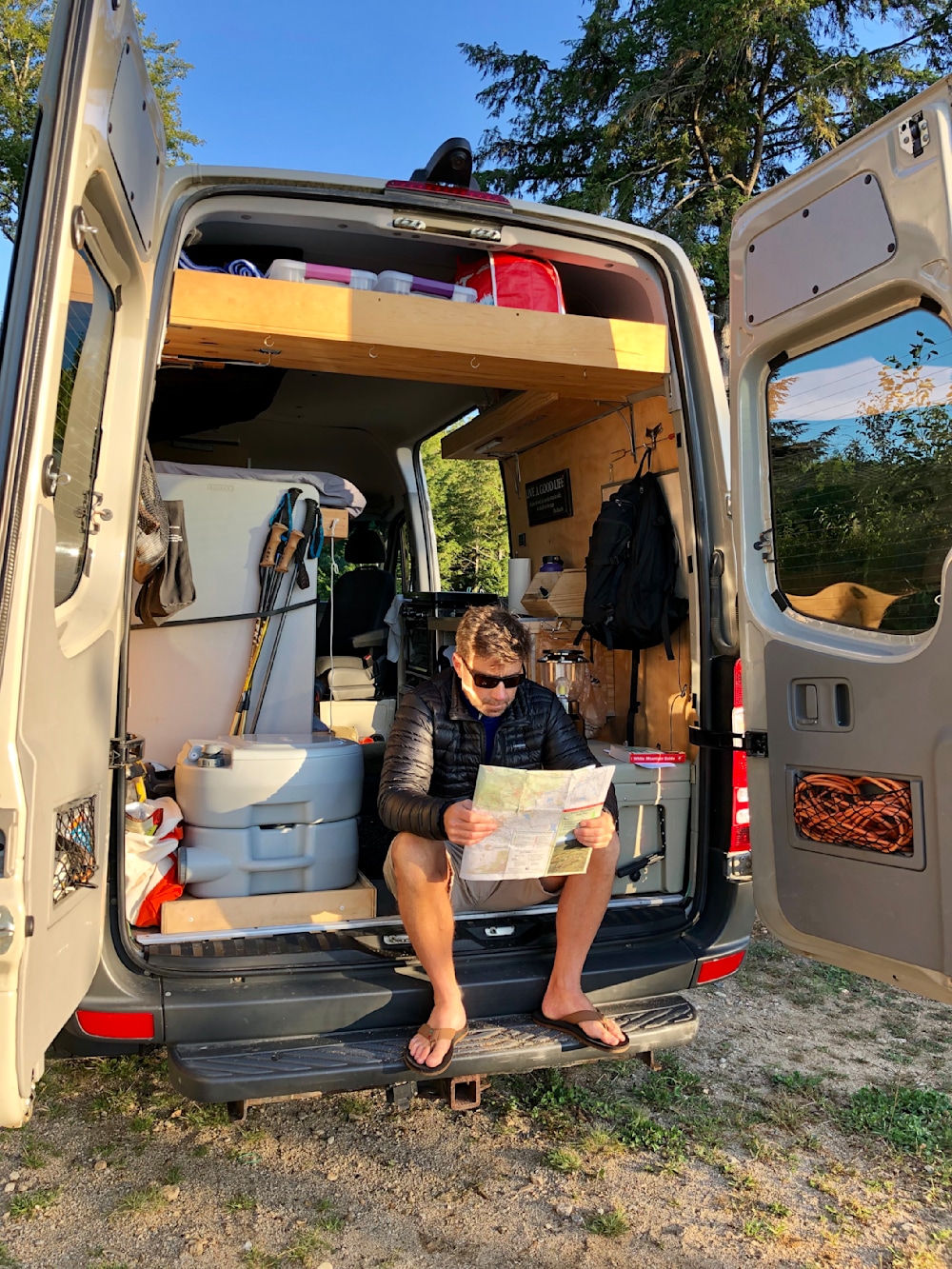 Robbie George reading a map
