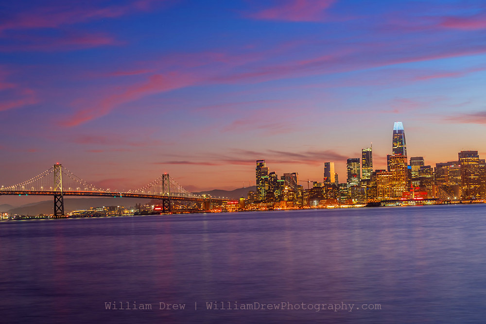 San Francisco Bay Bridge Sunset Photograph