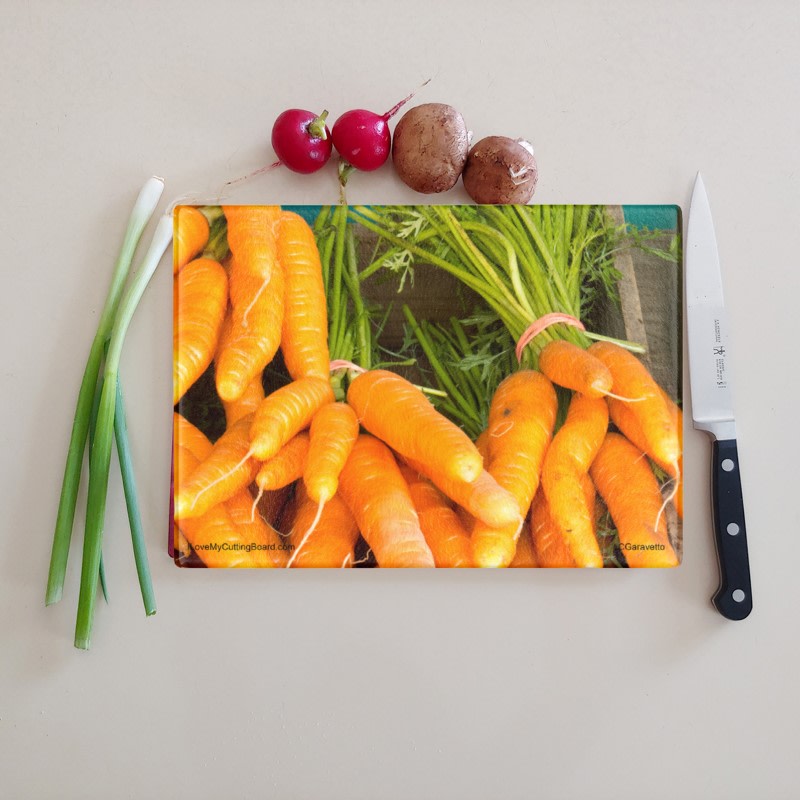 Carrot Bunch Glass Photo Cutting Board