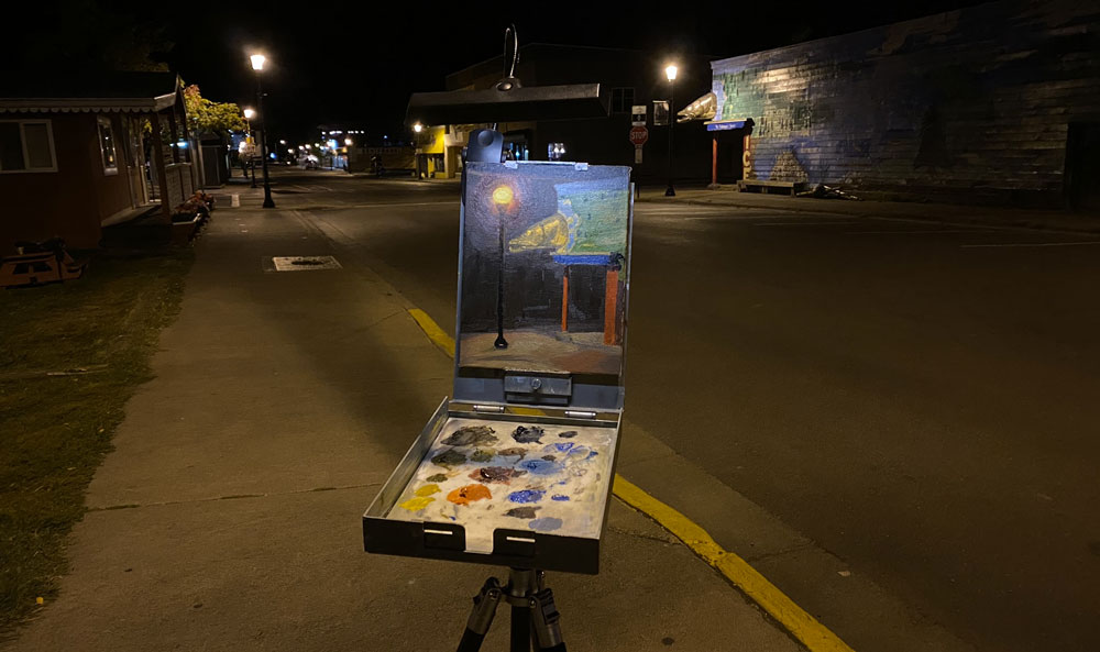 Painting a nocturne in Grand Marais, MN