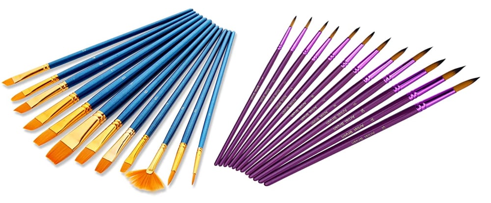 Soucolor Acrylic Paint Brushes Set, 20Pcs Round Pointed Tip Artist