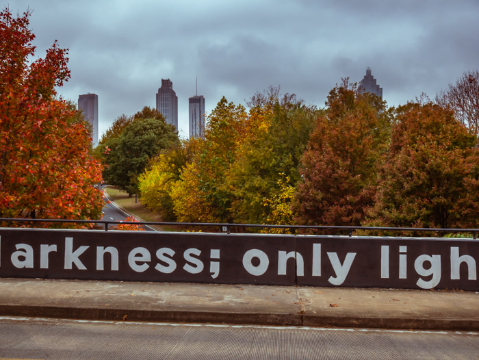 A glimpse of the City of Atlanta from an Atlanta neighborhood