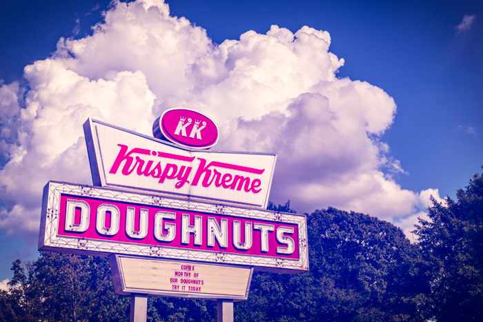 A vintage edit of the iconic Krispy Kreme sign in Atlanta on Ponce de Leon Ave.