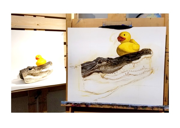"Sitting Duck" at the start of the painting process