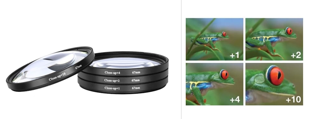 Close-up photography filters and examples.