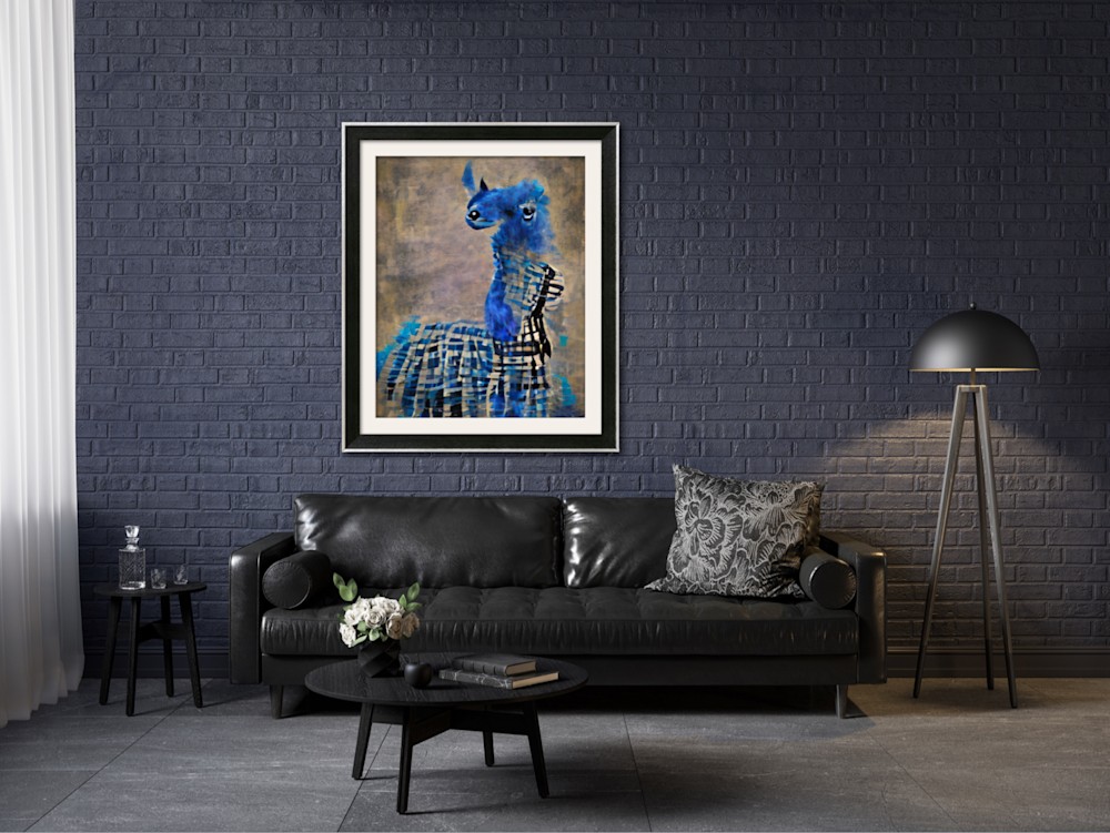 Blue Llama Art Print
