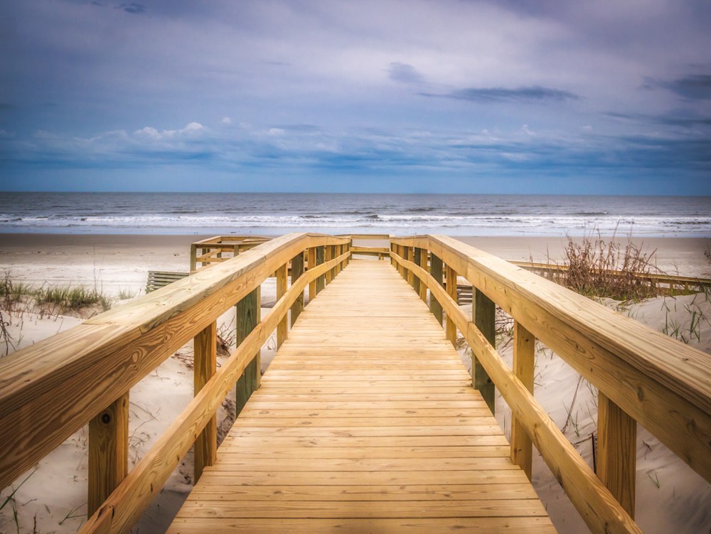 A quiet boardwalk leading out to the beach on Kiawah Island