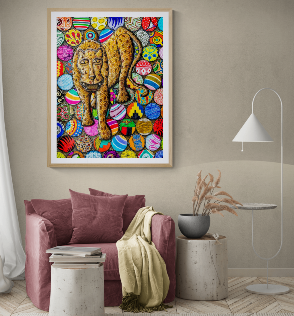 leopard carving Zambian drawing