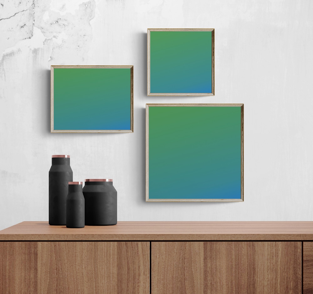 Grouping of three "art pieces" that have different sizes.