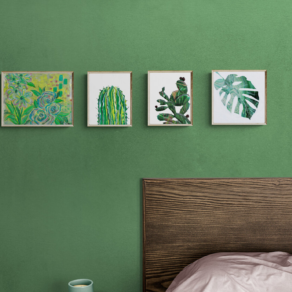A grouping of four pieces with a nature theme.