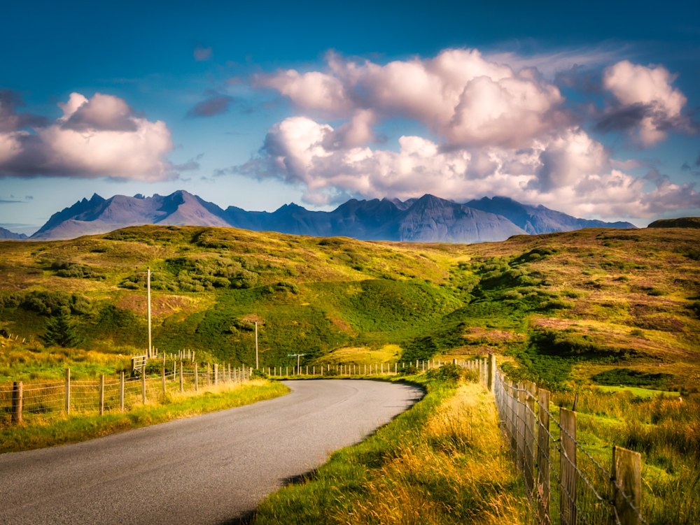 Beautiful hills and mountains on the Isle of Skye in Scotland.