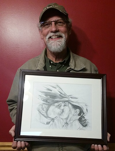 Terry, buyer of pencil portrait from The Kiss Project, series 1