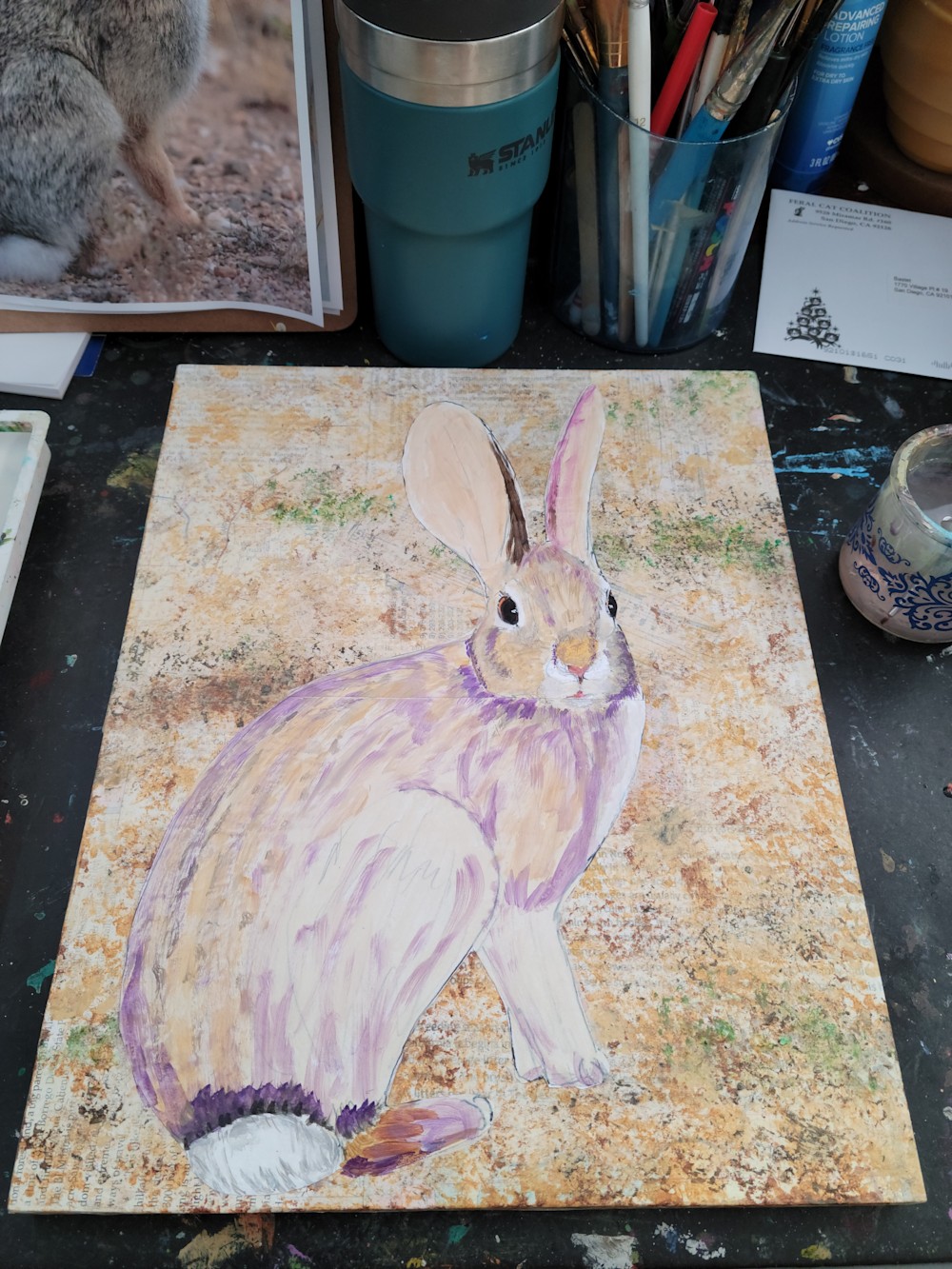 partial painting of a rabbit