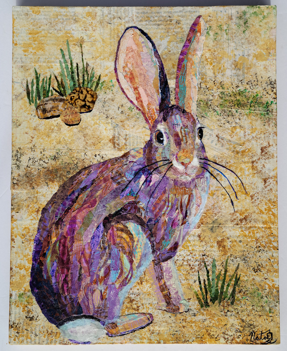 collage painting of a rabbit