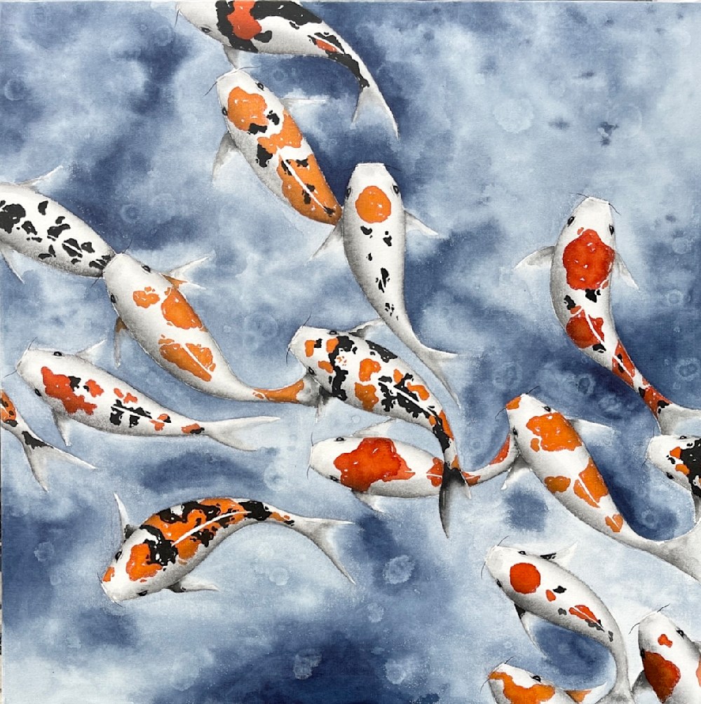Harmony Koi Fish Watercolor Painting