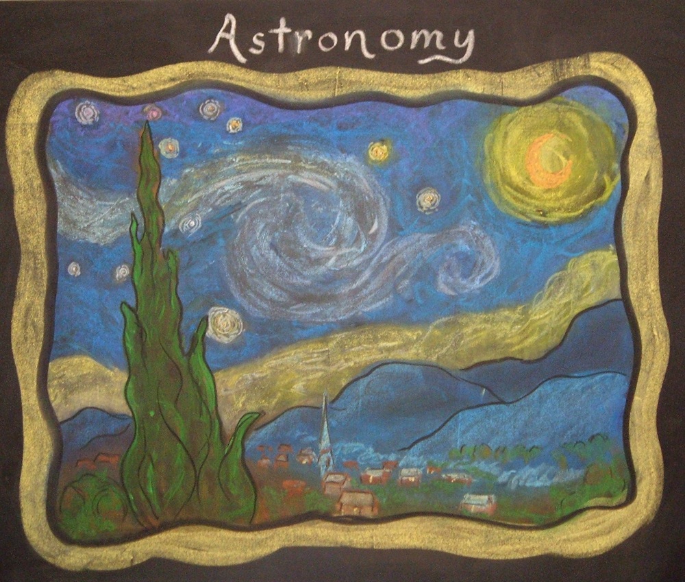 Astronomy Waldorf chalkboard drawing