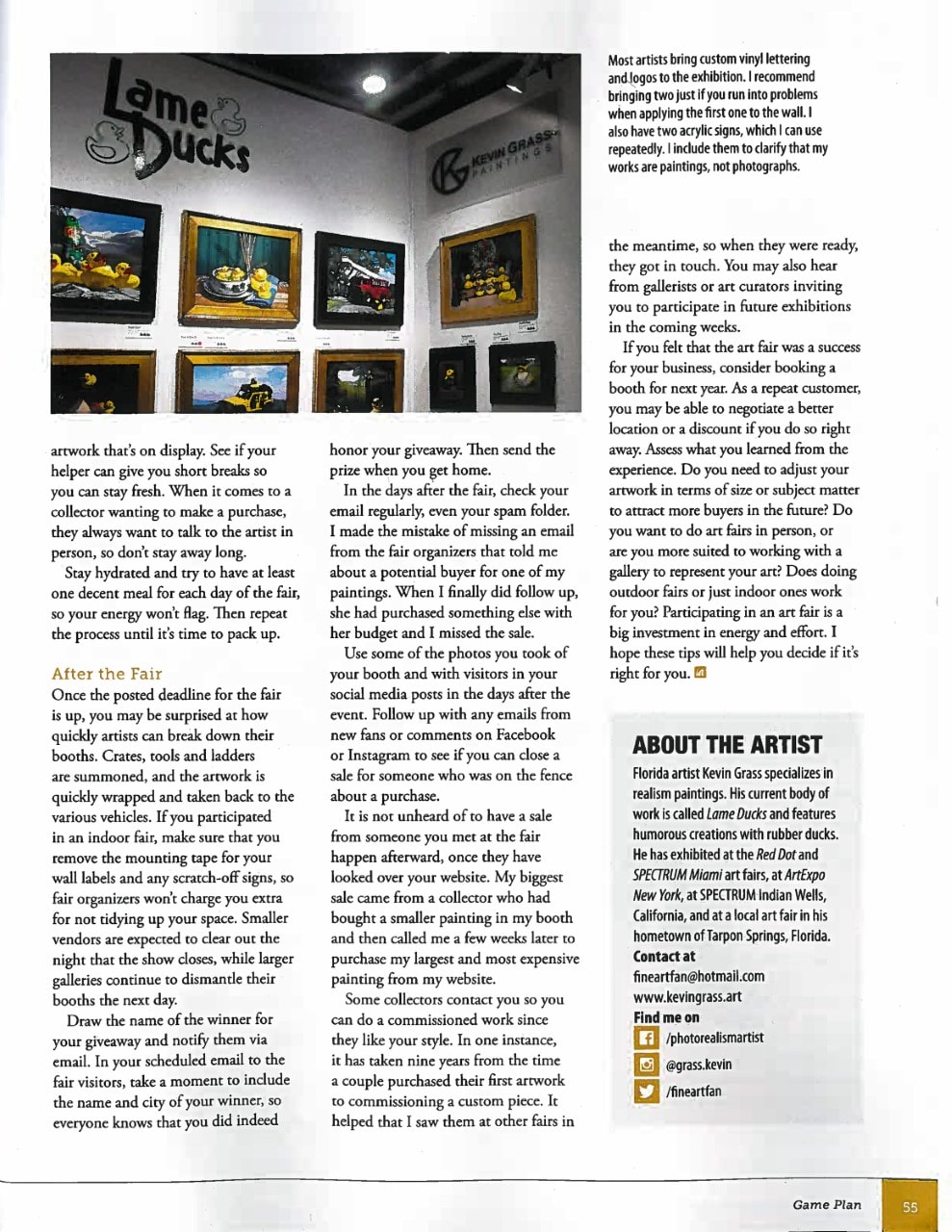 Page 6 of article on how to prepare for a successful art fair
