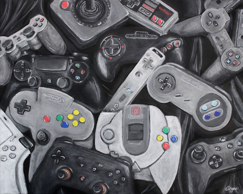 "Game On" painting pictured.