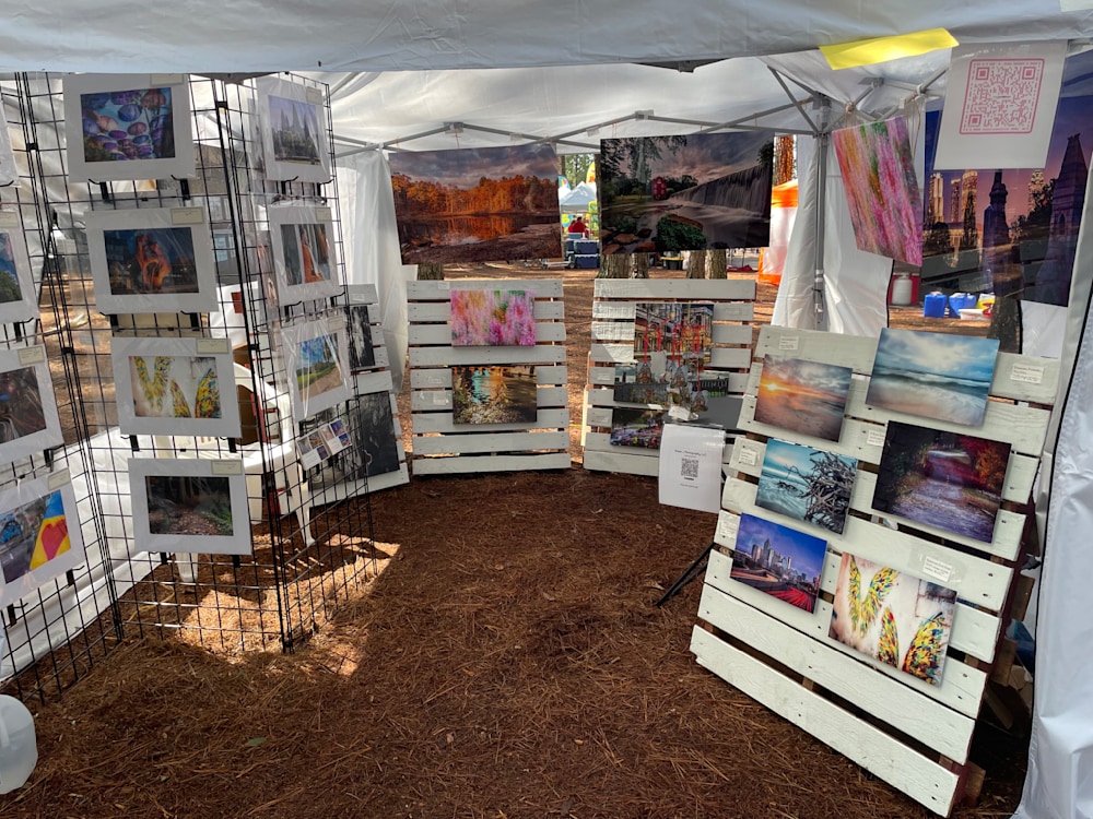 An Atlanta photographer's setup at the Shakerag Festival in Peachtree City 2023