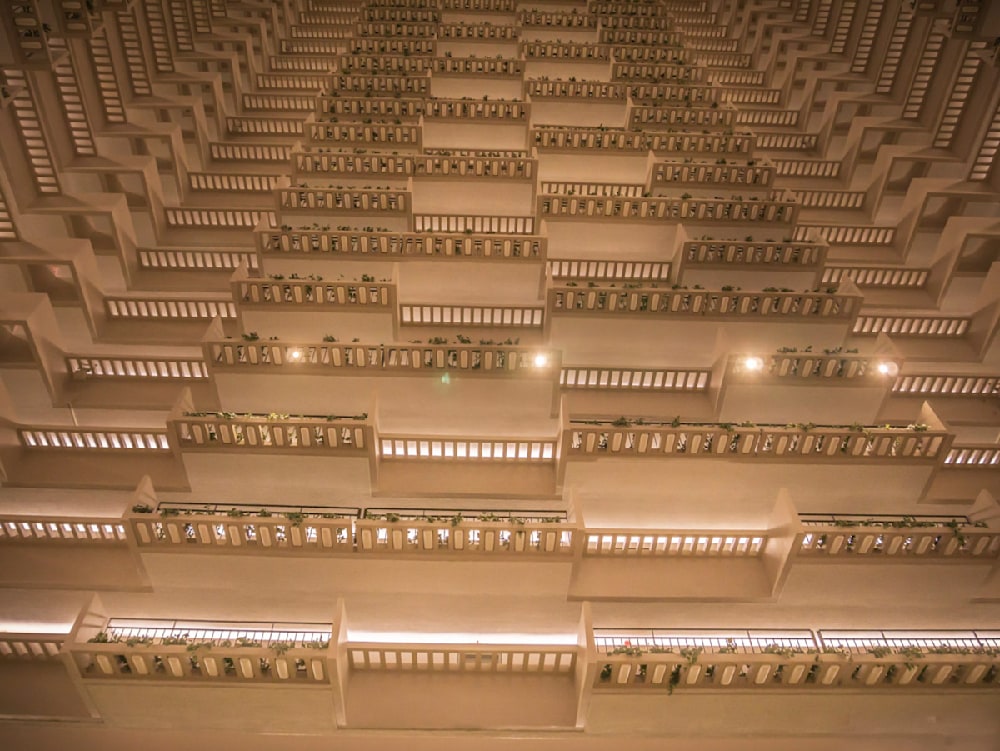 An Atlanta photographer at the Hyatt Regency in the atrium