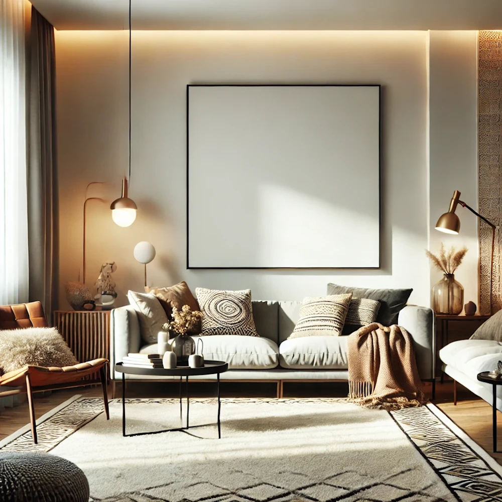 Living room with a blank canvas.