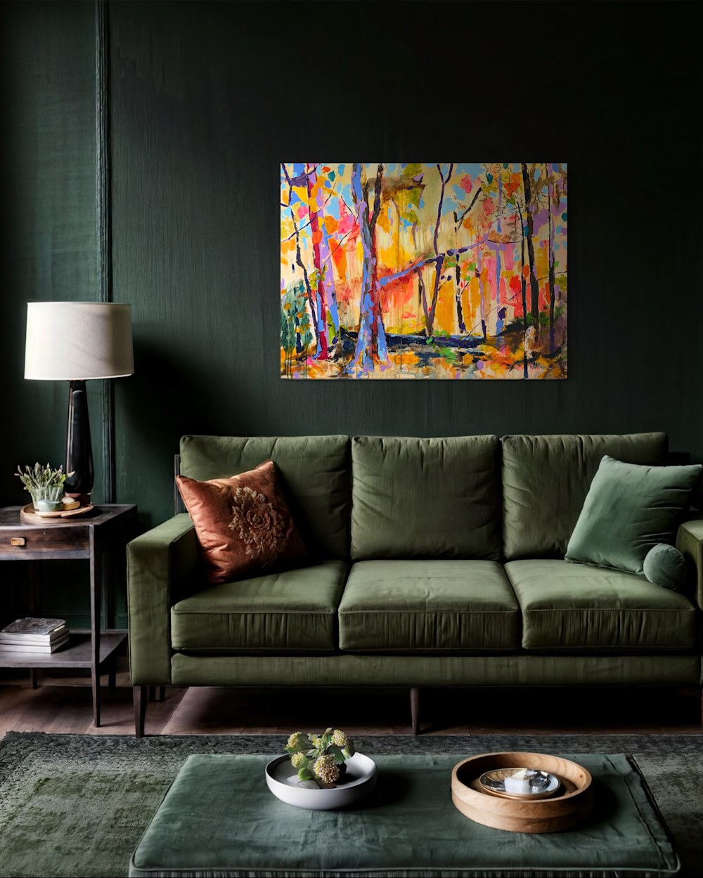 Image of original abstract November painting on the wall.