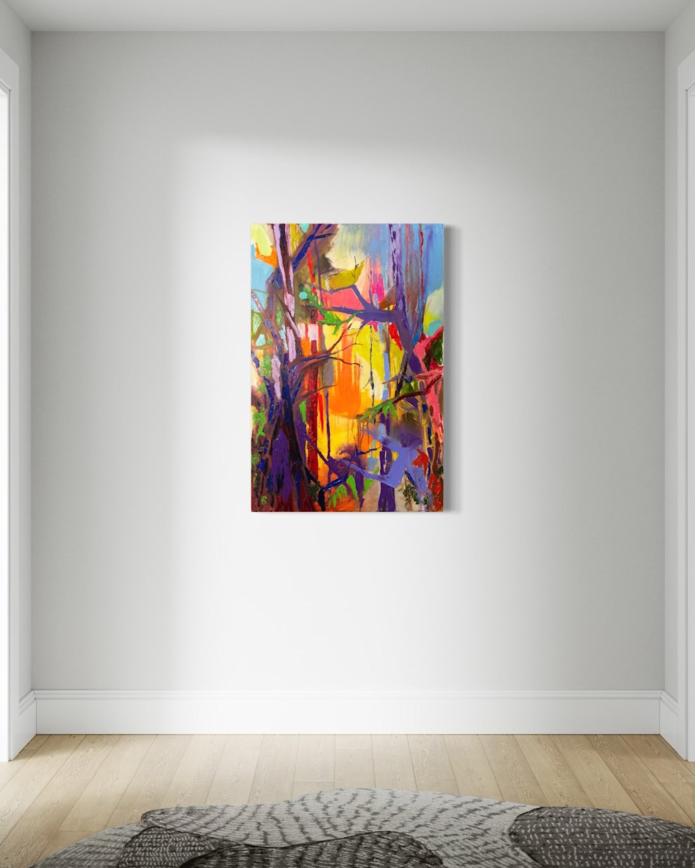 Presence, an image of original abstract oil painting on the wall.